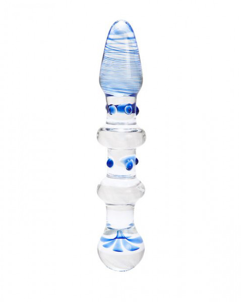 Rippling Glass Dildo - Blue - One Size