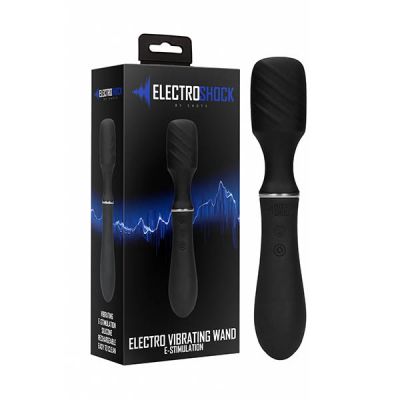 Electro Shock Vibrating Wand Black 21 5 cm USB Rechargeable Massager Wand with E Stim