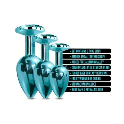 Nixie Metal Butt Plugtrainerset 3 piece Blue Metallic