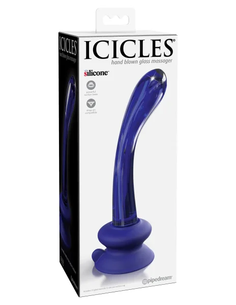 Icicles No. 89 Blue Glass Anal Dildo with Suction Cup by Pipedream Products