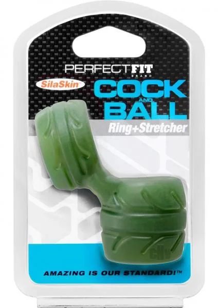 New SilaSkin Cock & Ball Green Ring + Stretcher