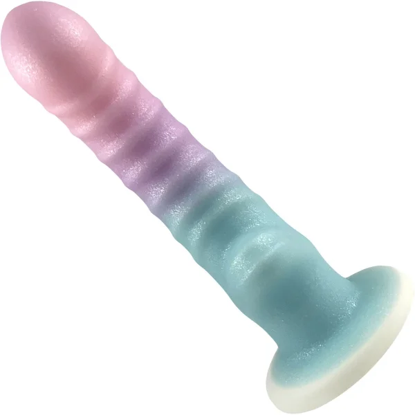 Cotton Candy Powder Puff 6.75" Silicone Suction Cup Dildo
