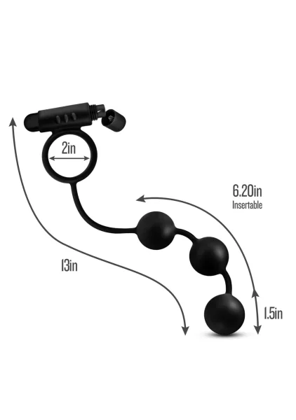 Anal Adventures Platinum - Silicone Anal Beads with Vibrating C-Ring