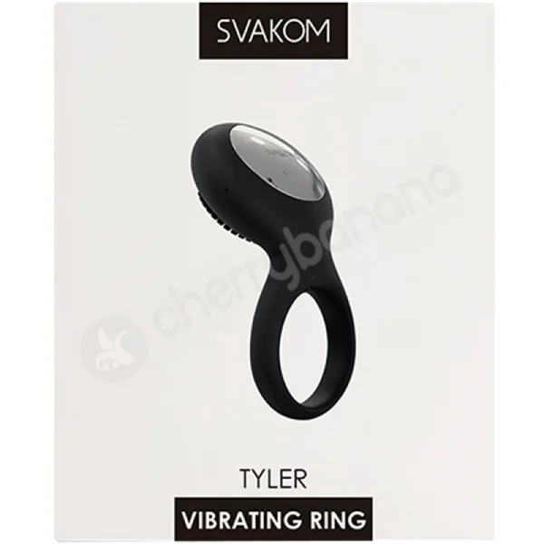 Svakom Tyler Black Soft Silicone Vibrating Couples Cock Ring With Clitoral Stimulation