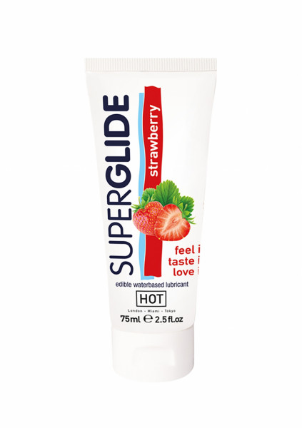 HOT Superglide edible lubricant waterbased - strawberry - 75 ml - New Sex Lube