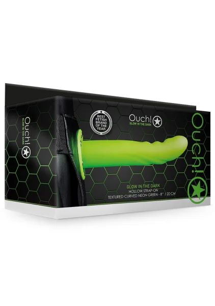 Ouch! Glow in the Dark Textured Curved Hollow Strap-On — image 9 of 9