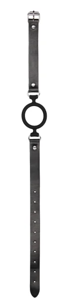 Silicone Ring Gag With Adjustable Bonded Leather Staps - Black