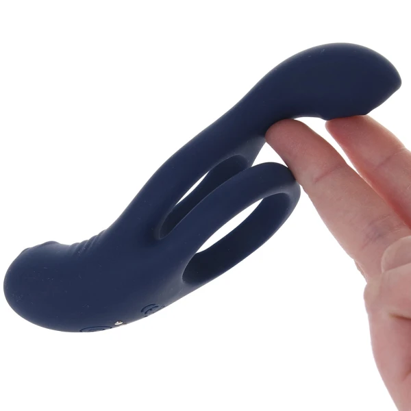 Zero Tolerance Ring Around The Rosy Silicone Vibrating Double Cock Ring & Ball Stimulator - Blue
