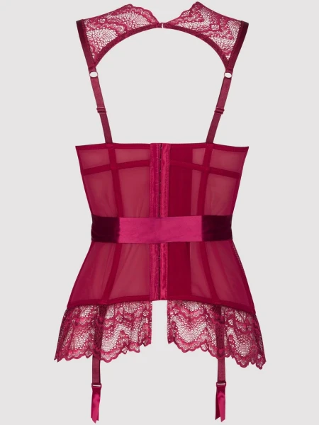 Lovehoney Plus Size Moonlight Wine Plunge Basque Set