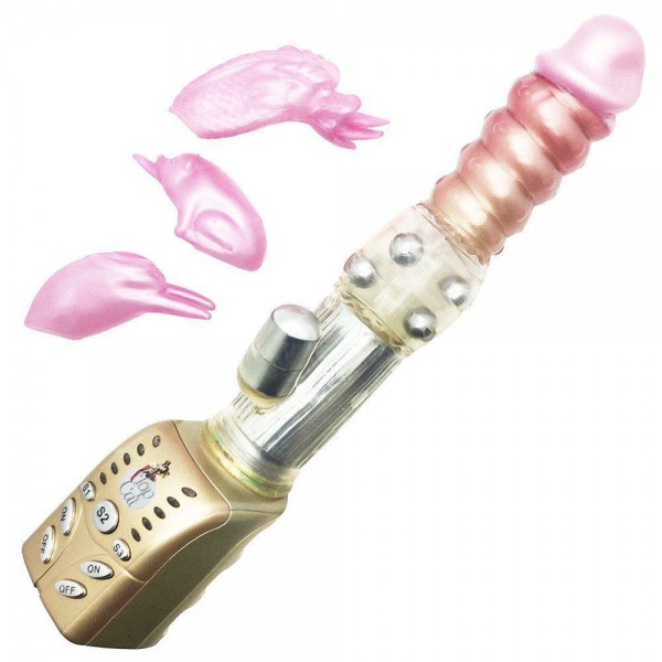 Rotating Beads Vibe With 3 Clit Attachments