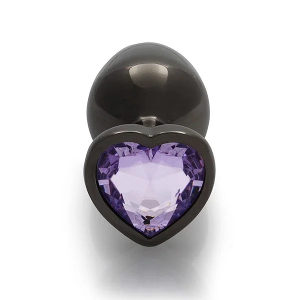 Ouch Purple Heart Gem Metal Black Plug Medium