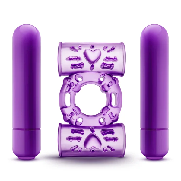 Play With Me Double Play Dual Vibrating Cock Ring Purple