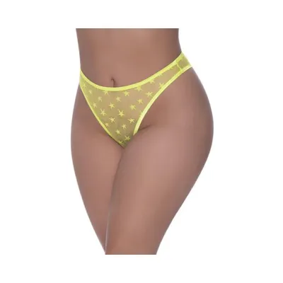 Women s Lingerie Magic Silk Love Star High Leg High Waist Micro Tanga Neon Chartreuse Queen Size