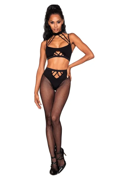 Bralette and Pantyhose - One Size - Black