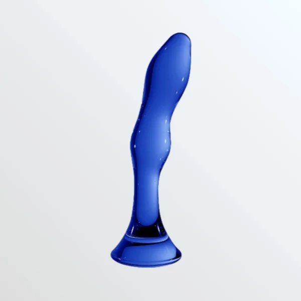 Chrystalino Gallant Blue Glass Curved Dildo Wand