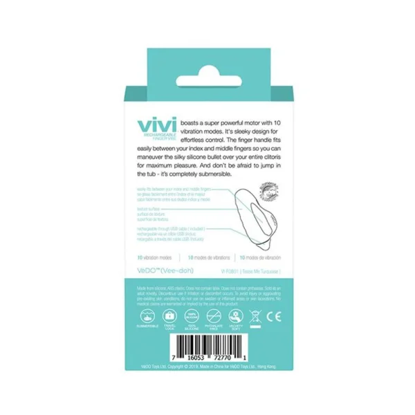 Vedo Vivi Rechargeable Finger Vibe Tease Me Turquoise