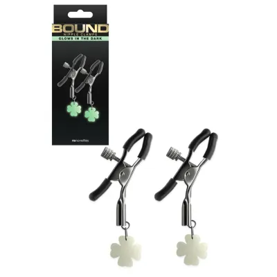 nsnovelties Bound Glow In The Dark Shamrock Nipple Clamps