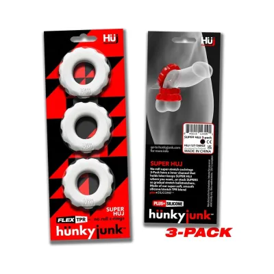 Hunkyjunk Superhuj 3 pack Cockrings White Ice