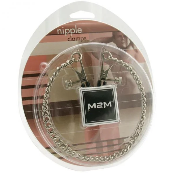 M2M Nipple Clamps Alligator Ends With Chain Chrome