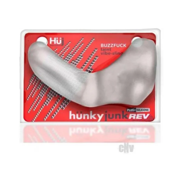 Cock Rings: Hunkyjunk Buzzfuck Cock & Ball Sling With Taint Vibrator Clear Ice