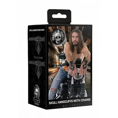 Ouch Handcuffs With Skulls And Chains Black