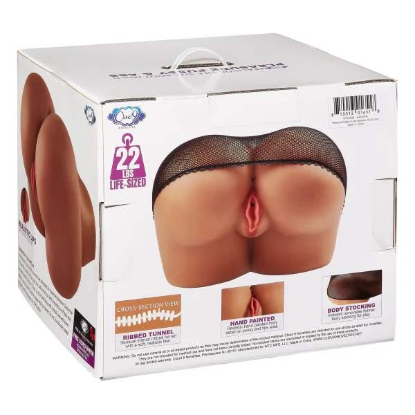 Life-Size Pleasure Pussy and Ass Body Mold With Removable Stocking - Brown
