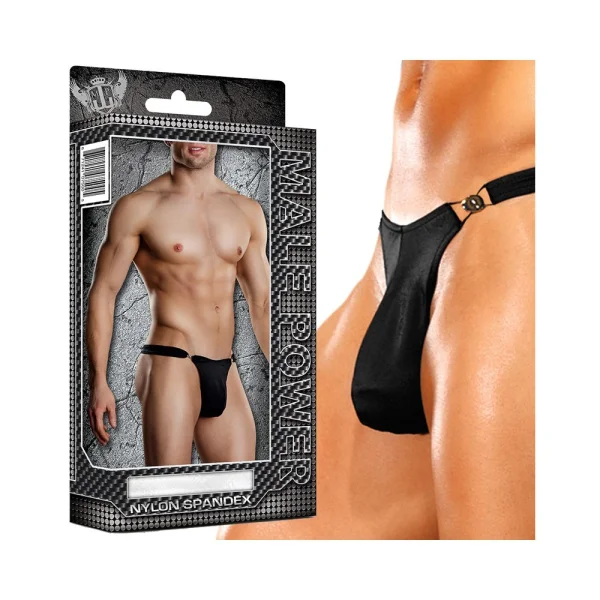 Male Power Bong Clip Thong S/M Black Underwear