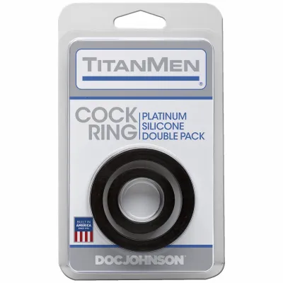 Titanmen Platinum Silicone Cock Ring Black Pack of 2