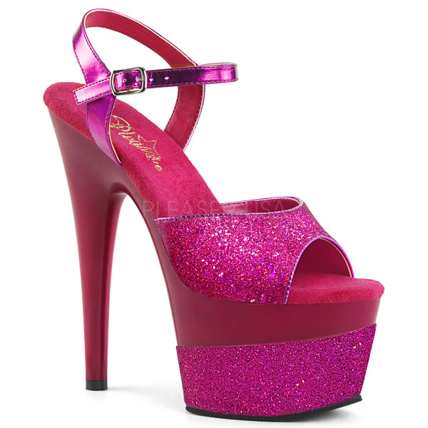 7 inches Heel, 2 3/4 inches PF Ankle Strap Sandal w/ Glitter Wrapped PF — image 9 of 12