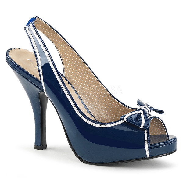 4 1/2 inches Heel, 3/4 inches Hidden P/F Peep Toe Slingback Sandal W/Bow — image 13 of 16