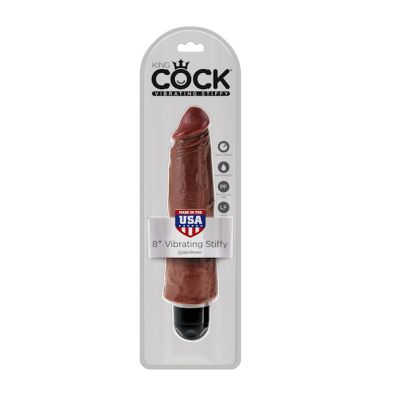 King Cock 8 In Vibrating Stiffy Brown 8 Inch