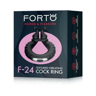 Forto F 24 Silicone Textured Vibrating Cock Ring Black