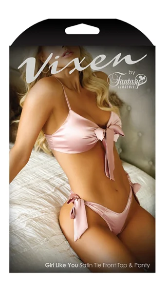 Girl Like You Satin Tie Front Top and Panty