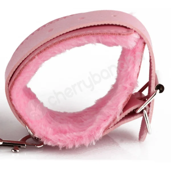 Cherry Banana Pink Faux Leather Fluffy Cuffs