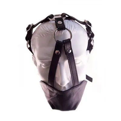 Rouge Leather Mouth Chin Gag Black