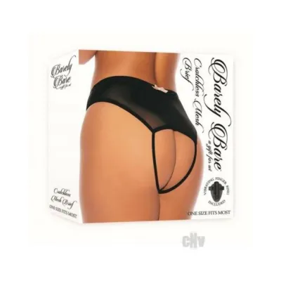Clitoral Stimulation Barely Bare Crotchless Mesh Brief With Vibrating Finger Ring Black O s