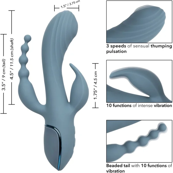 III Triple Ecstasy Silicone Pulsating Rechargeable Triple Stimulation Vibrator By CalExotics
