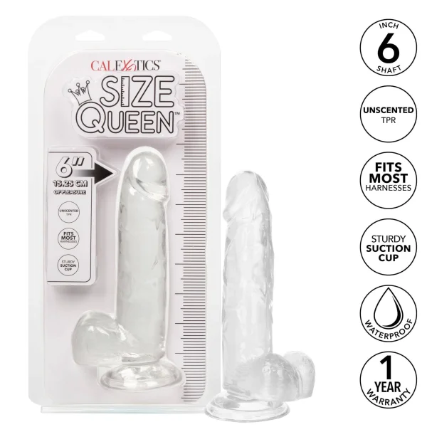 Size Queen 6 inch-15.25 Cm - Clear
