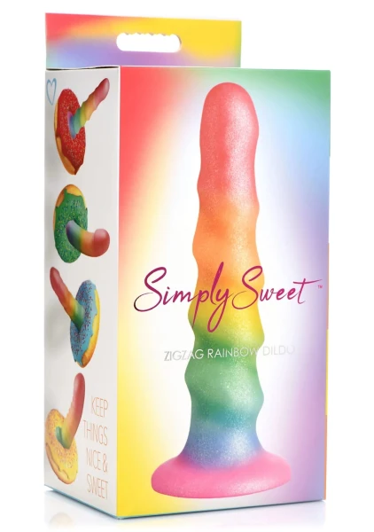 Simply Sweet Zigzag Rainbow 6.7" Silicone Suction Cup Dildo