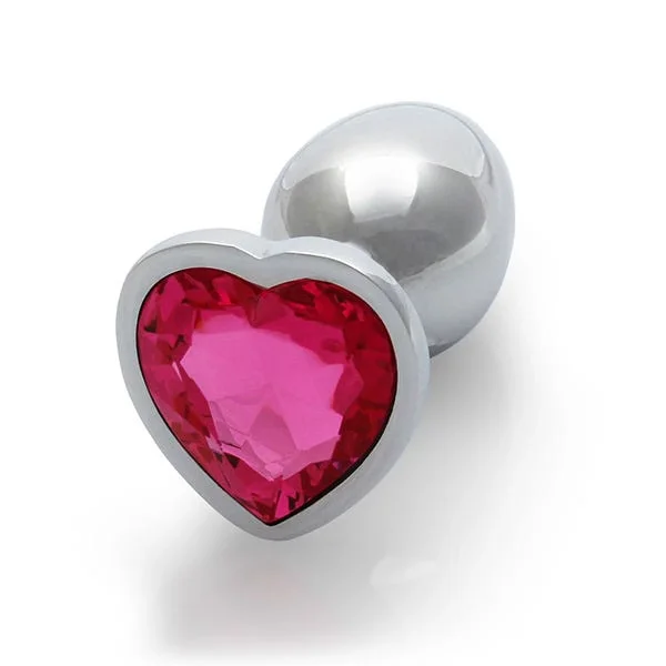 Ouch Pink Heart Gem Metal Plug Small