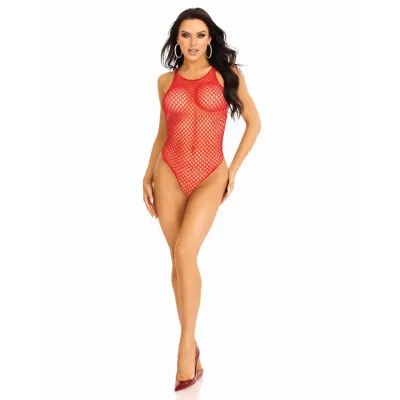 Industrial Net Snap Crotch Tank Bodysuit One Size Red