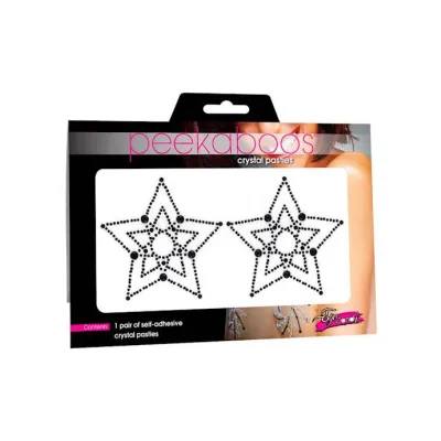Crystal Star Rhinestone Pasties Red black