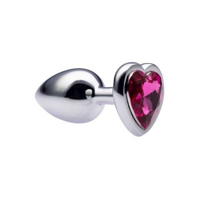 Kink Range Alloy Love Heart Gemmed Butt Plug 2 7 Inch Baby Pink Small
