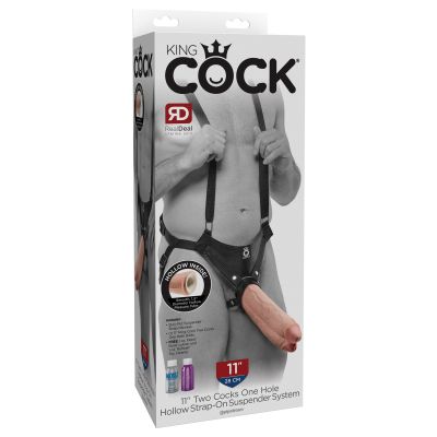 11 Two Cocks One Hole Hollow Strap on System