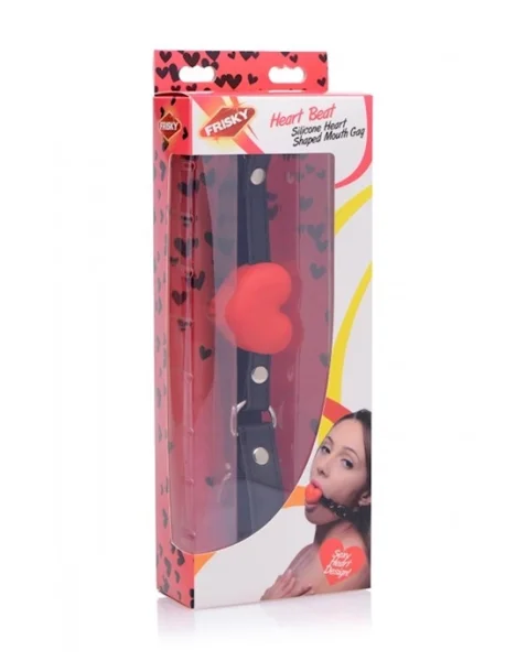 Heart Beat Silicone Heart Shaped Mouth Gag Red
