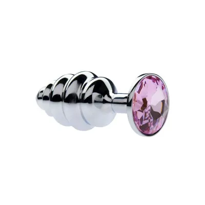 Kink Range Alloy Gemmed Butt Plug 2 9 Inch Pink Small