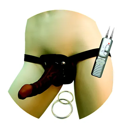 Afro American Whoppers Vibrating 8 Inch Dong Harness