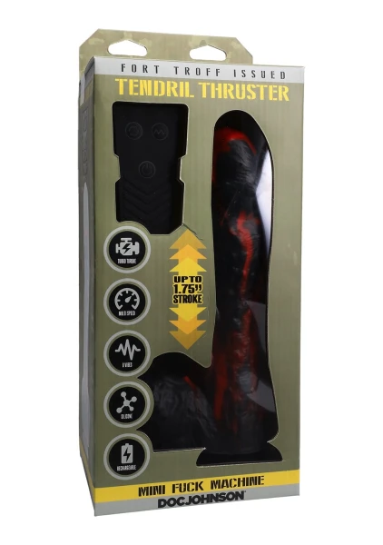 Fort Troff Tendrill Thruster Rechargeable Silicone Mini Fuck Machine Dildo With Balls & Remote - Blue