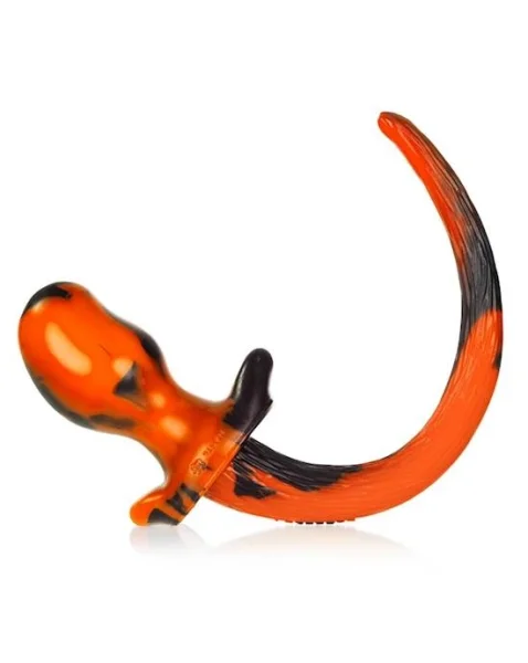 Puppy Tail Buttplug - Bulldog - 4.5 Inch - Orange/black - Large