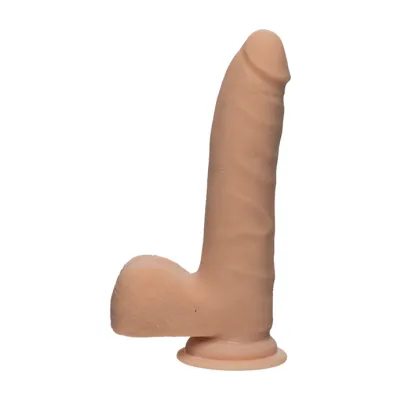 The D Realistic D Slim Dildo With Balls Tan 7 Inch